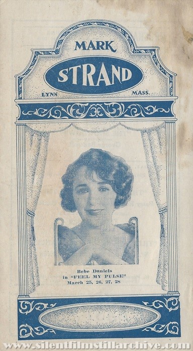 Program for the Mark Strand Theater in Lynn, Massachusetts