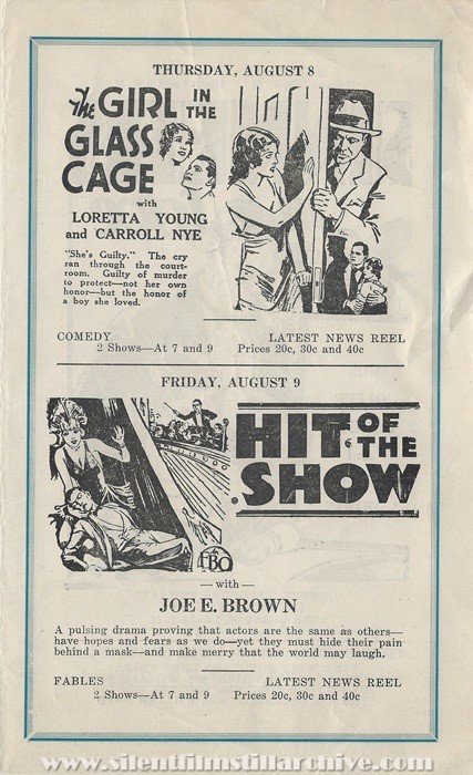 Milford, Delaware, New Plaza Theatre program for August 5, 1929