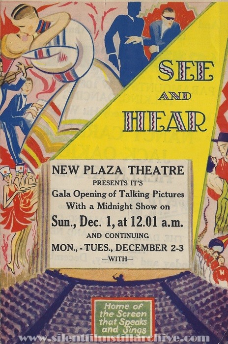 Milford, Delaware, New Plaza Theatre program for December 1, 1929