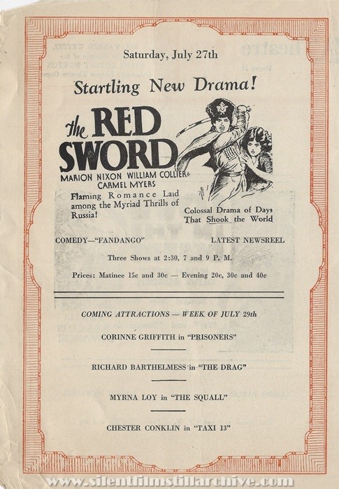 Milford, Delaware, New Plaza Theatre program for July 22, 1929