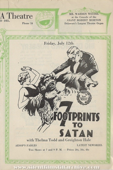 Milford, Delaware, New Plaza Theatre program for July 1, 1929