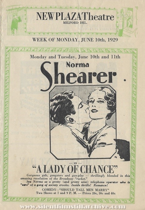 Milford, Delaware, New Plaza Theatre program for June 10, 1929