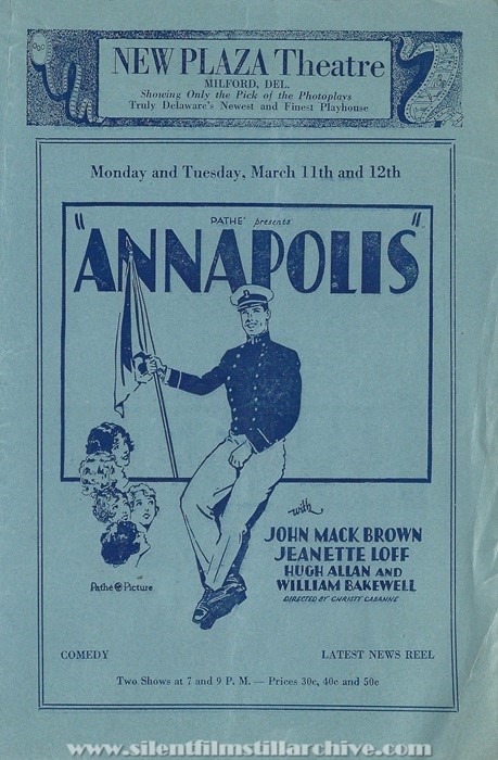Milford, Delaware, New Plaza Theatre program for March 11th, 1929