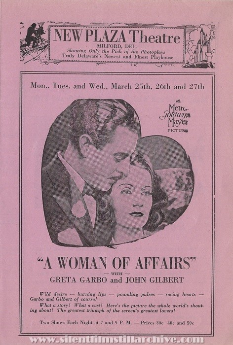 Milford, Delaware, New Plaza Theatre program for March 25th, 1929