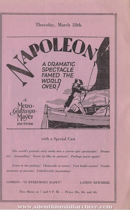 Milford, Delaware, New Plaza Theatre program for March 25th, 1929