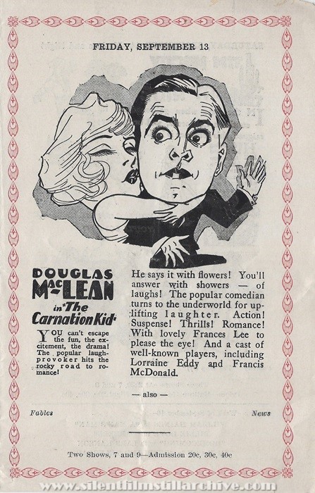 Milford, Delaware, New Plaza Theatre program for September 9, 1929