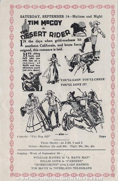 Milford, Delaware, New Plaza Theatre program for September 9, 1929