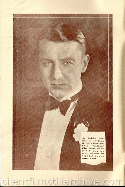 Clive Brook in State Theatre program, Minneapolis, Minnesota, USA (Movieland Magazine)