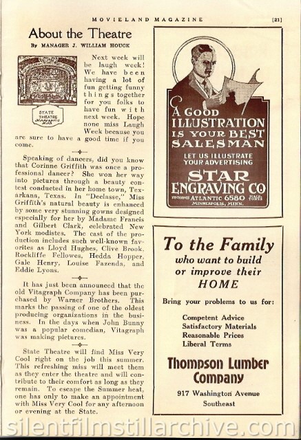 State Theatre program, Minneapolis, Minnesota, USA (Movieland Magazine)