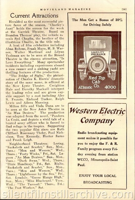 State Theatre program, Minneapolis, Minnesota, USA (Movieland Magazine)