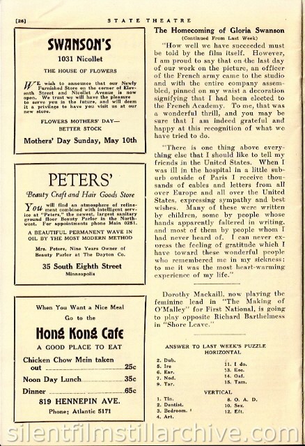 State Theatre program, Minneapolis, Minnesota, USA (Movieland Magazine)