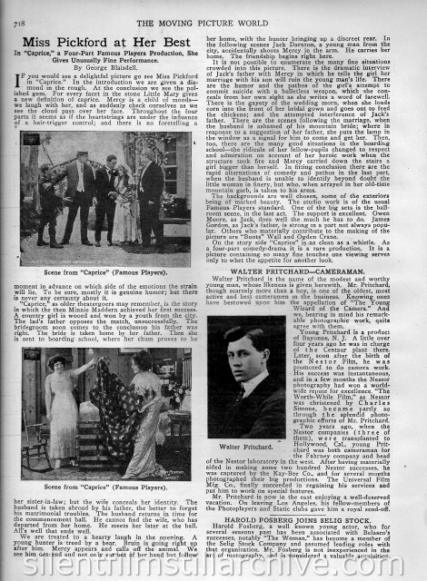 Moving Picture World article on CAPRICE (1913)