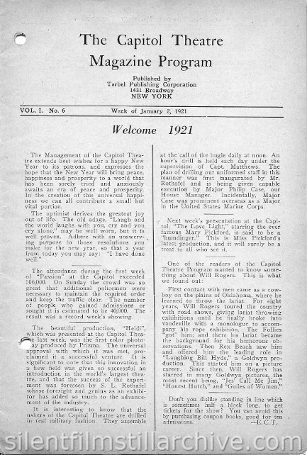 Capitol Theatre program