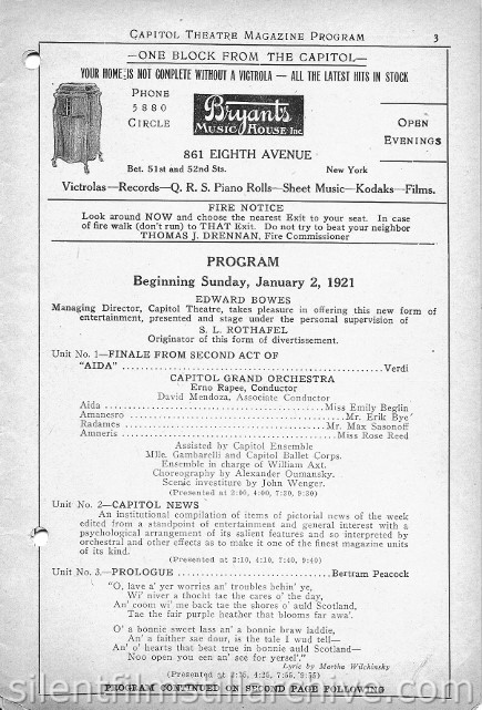 Capitol Theatre Program