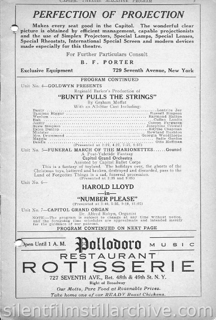 Capitol Theatre Program