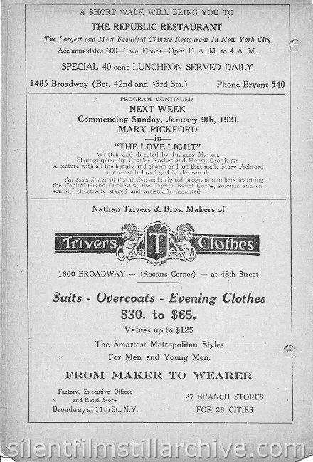 Capitol Theatre Program