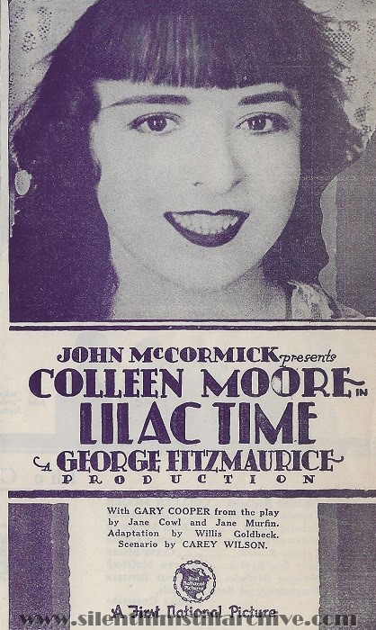 Advertising herald for LILAC TIME (1927) with Colleen Moore, playing at the Central Theatre in New York