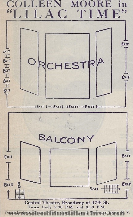 Advertising herald for LILAC TIME (1927) with Colleen Moore, playing at the Central Theatre in New York