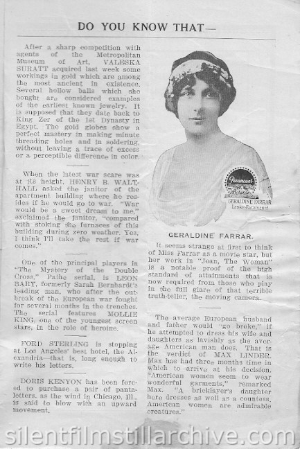 Hudson Theatre, New York City, New York program for February 26, 1917