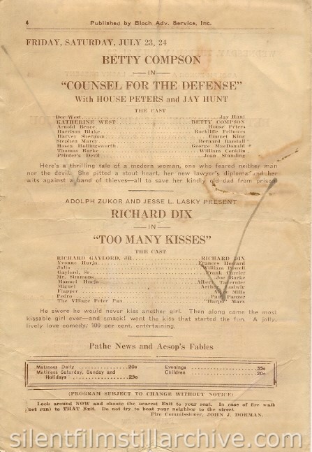 Keystone Theater Program