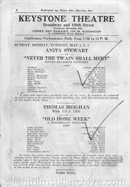 Keystone Theatre program