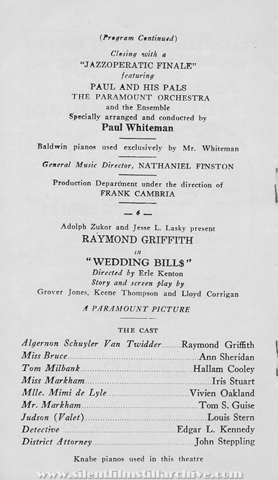 Theater program from the Paramount Theatre in New York City, New York for the week beginning June 25, 1927