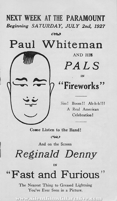 Theater program from the Paramount Theatre in New York City, New York for the week beginning June 25, 1927