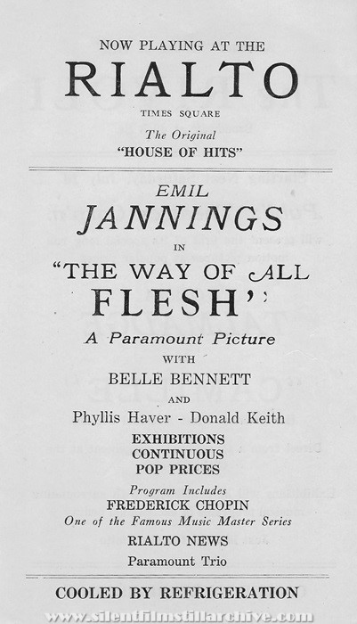 Theater program from the Paramount Theatre in New York City, New York for the week beginning June 25, 1927