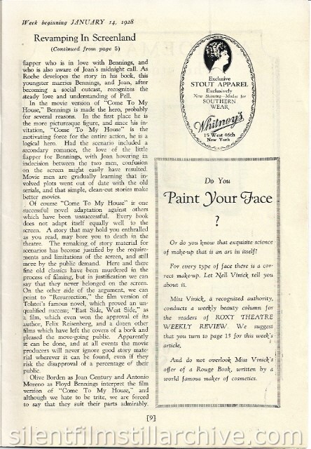 Roxy Theatre program