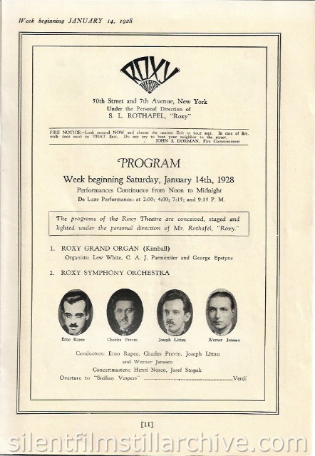 Roxy Theatre program