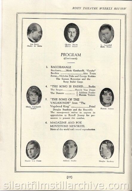 Roxy Theatre program