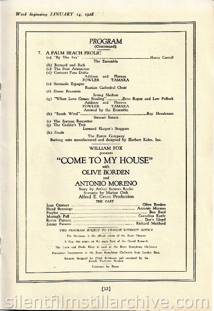 Roxy Theatre program