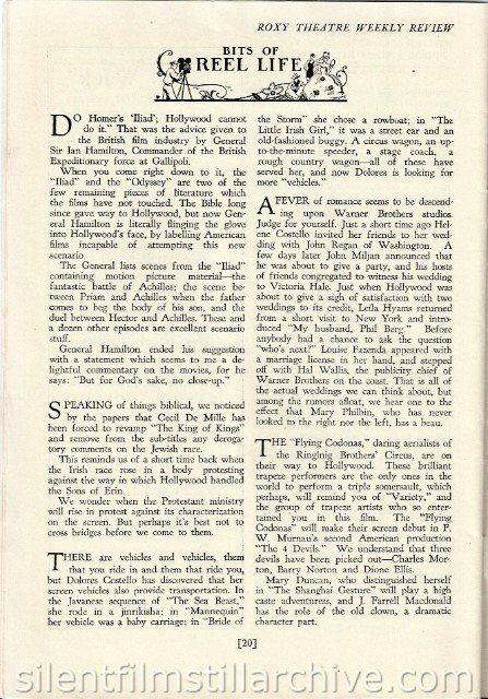 Roxy Theatre program