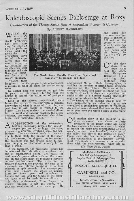 Roxy Theatre program for September 29, 1928