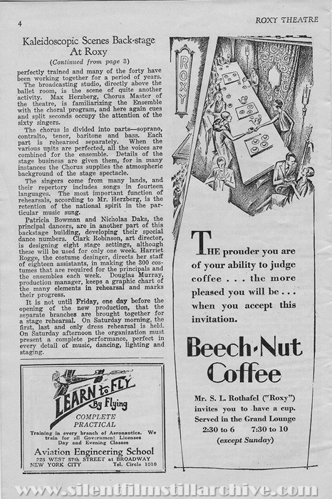 Roxy Theatre program for September 29, 1928