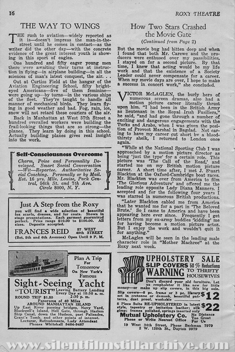 Roxy Theatre program for September 29, 1928
