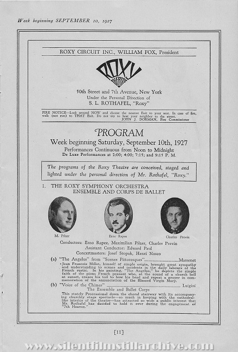 Roxy Theatre program