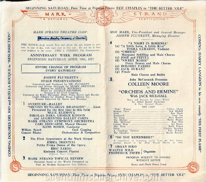 Strand Theatre program