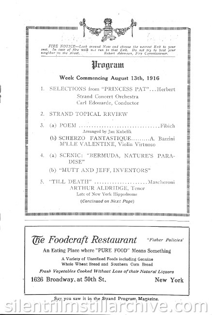 Strand Theatre Program