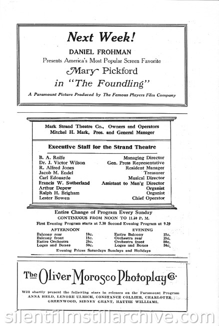 Strand Theatre Program