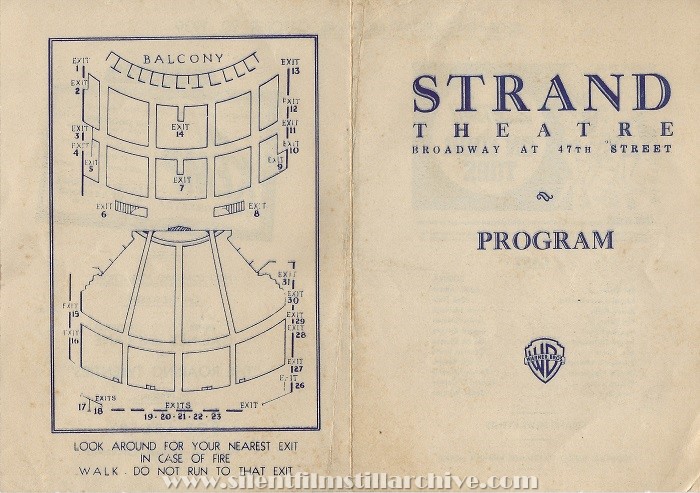 New York City Strand Theatre program for October 20, 1939
