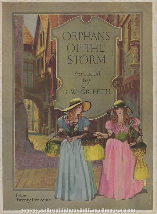 Program for ORPHANS OF THE STORM (1921) with Lillian Gish