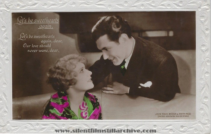 Talkie Song Series postcard for OUR DANCING DAUGHTERS (1928) with Anita Page and Johnny Mack Brown