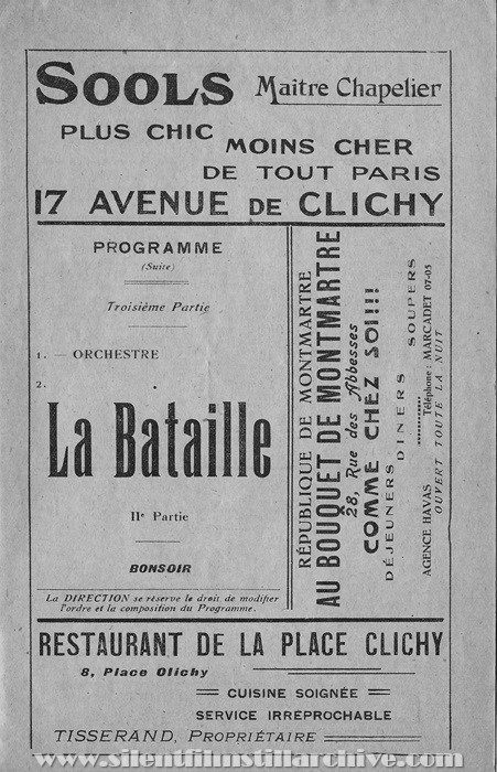 Gaumont Palace Theater, Paris, France program for December 7, 1923