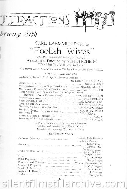 Aldine Theatre program, Philadelphia, Pennsylvania, USA