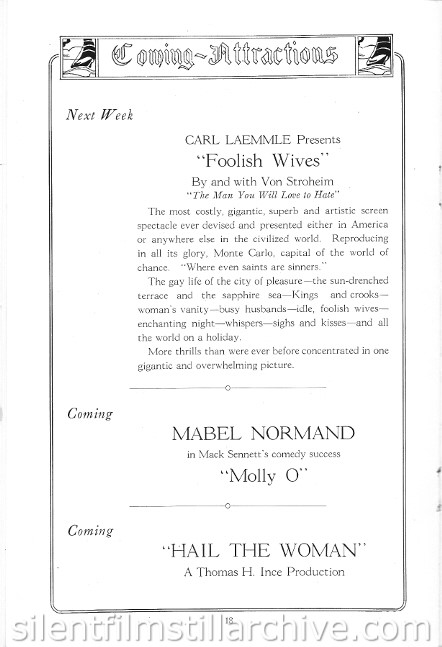 Aldine Theatre program, Philadelphia, Pennsylvania, USA