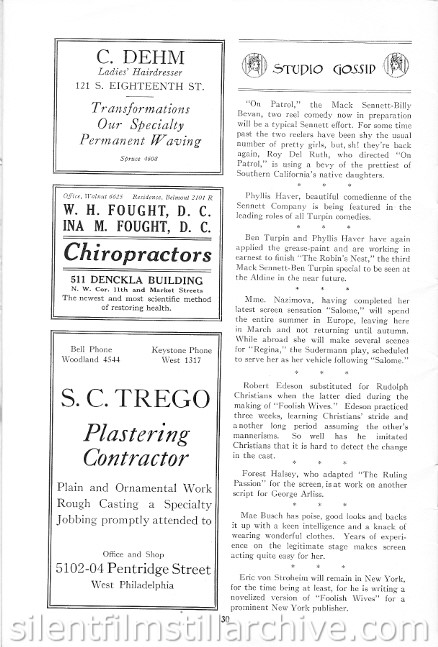 Aldine Theatre program, Philadelphia, Pennsylvania, USA