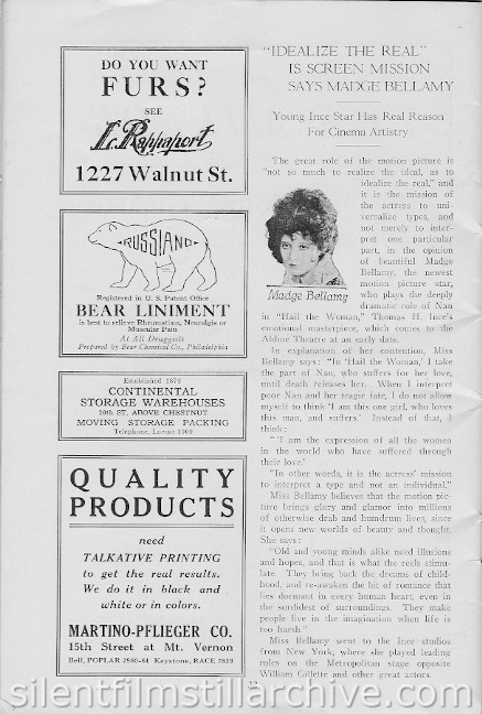 Aldine Theatre program, Philadelphia, Pennsylvania, USA