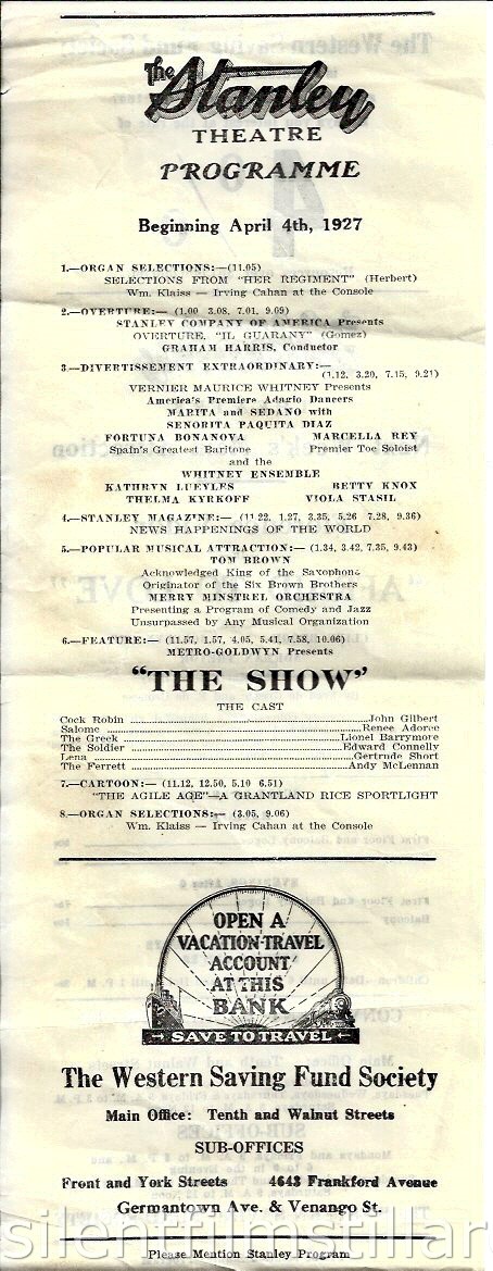 Stanley Theatre program, Philadelphia, Pennsylvania, USA
