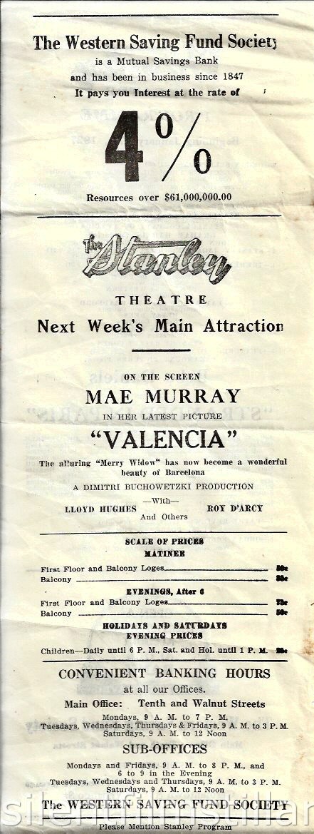 Stanley Theatre program, Philadelphia, Pennsylvania, USA